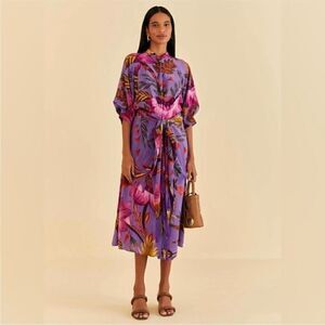 FARM Rio NWT Maxi Flowers Maxi Dress Purple Size XS MSRP $265